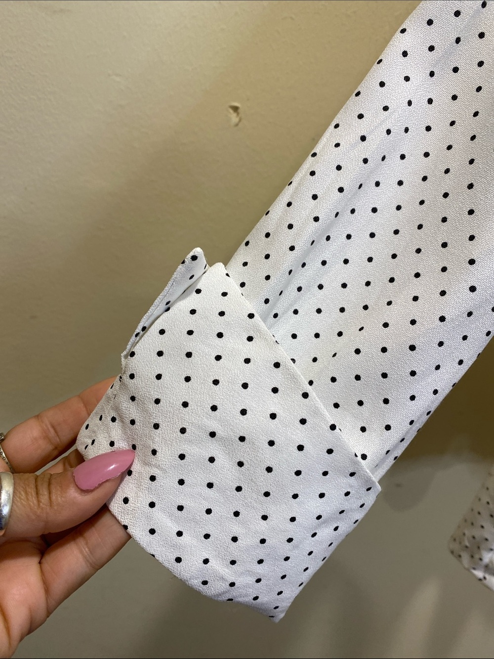 Dress Barn Vintage White Blouse with Black Polka Dots Neck Collar Size Xl NWT - Picture 6 of 9